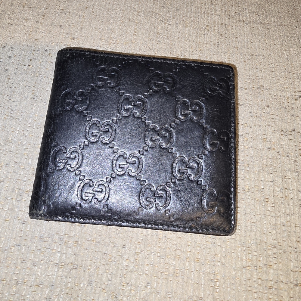 Vintage Gucci Black Leather Wallet With Coin Pouch